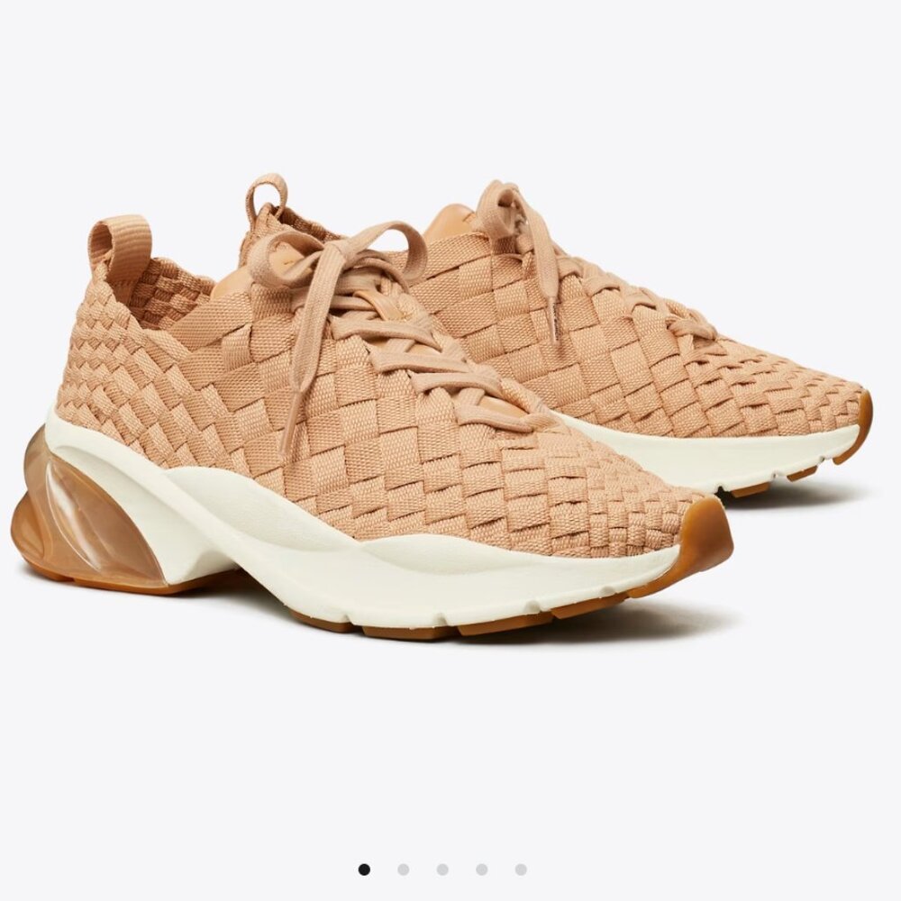 Authentic Tory Burch - Good Luck Woven Trainer Shoes (TAN)